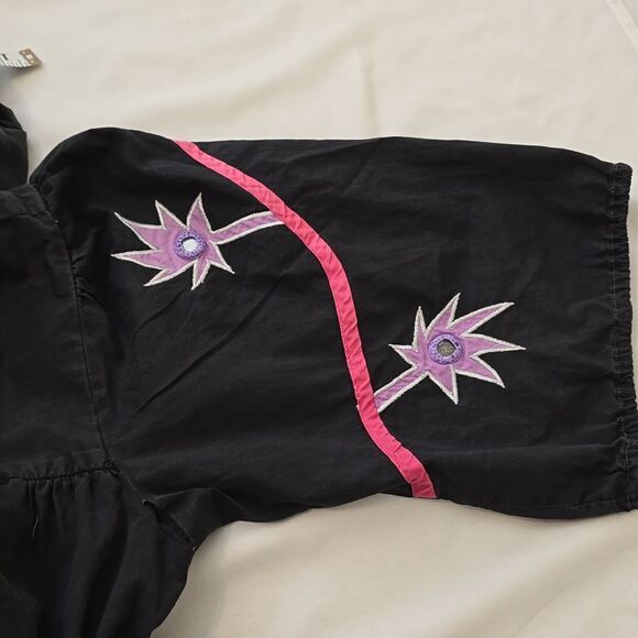 VINTAGE Ramona Rull Black Cotton Patchwork giraffe Appliqué Mumu Midi Tent Dress - Picture 7 of 7